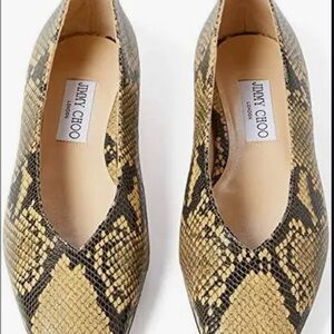 Jimmy Choo - Yellow & Black "Juelle Dijon" Snake Print Flats